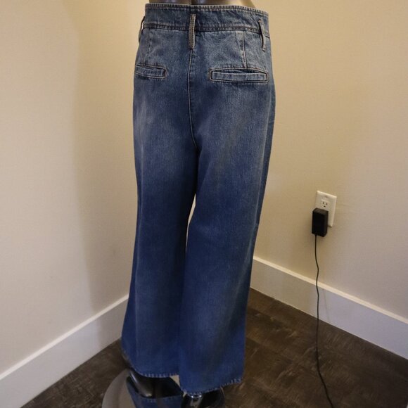 Brunello Cucinelli Relaxed Jeans Monili Loop Wide Leg Denim Size 6 USA 42 IT - Picture 5 of 8